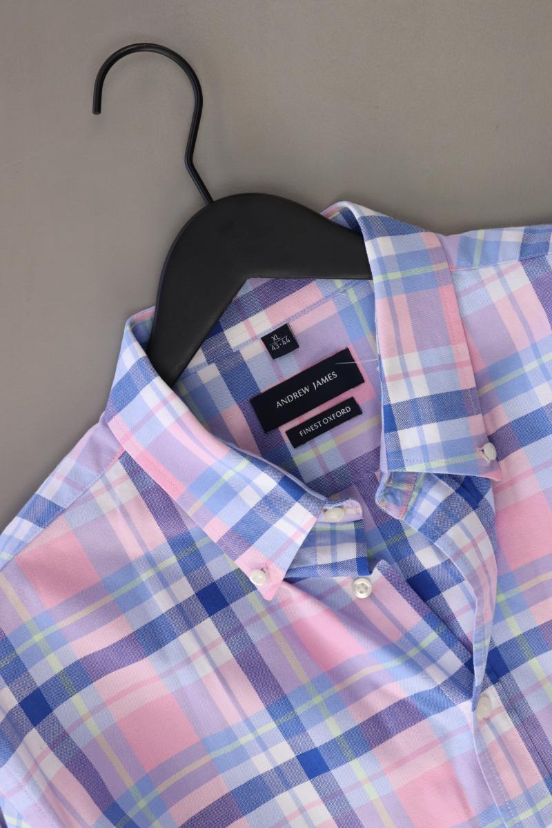 Andrew James Karohemd für Herren Gr. XL kariert Langarm rosa aus Baumwolle