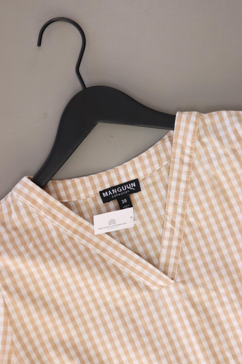 Manguun Kurzarmkleid Gr. 38 kariert braun aus Baumwolle