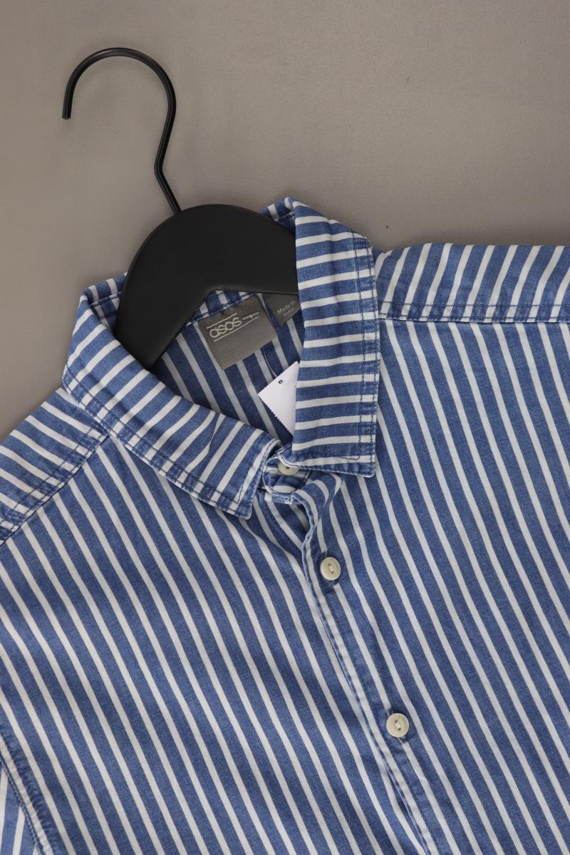 Asos Kurzarmhemd für Herren Gr. M gestreift blau aus Baumwolle