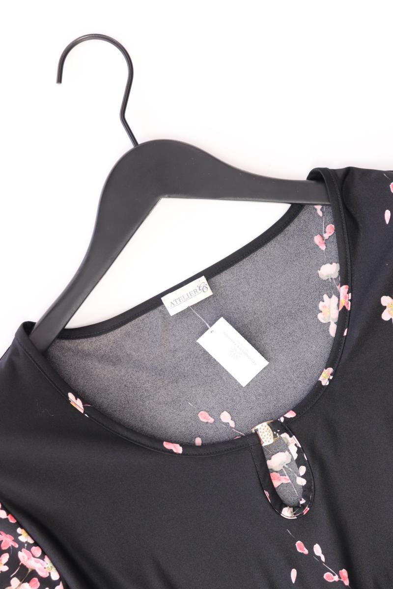 Atelier GS Kurzarmbluse Gr. Kurzgröße 23 mit Blumenmuster schwarz aus Polyester