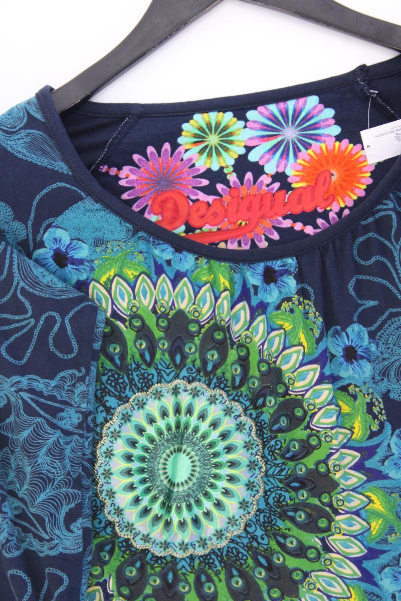 Desigual Langarmkleid Gr. S mit Blumenmuster blau aus Baumwolle