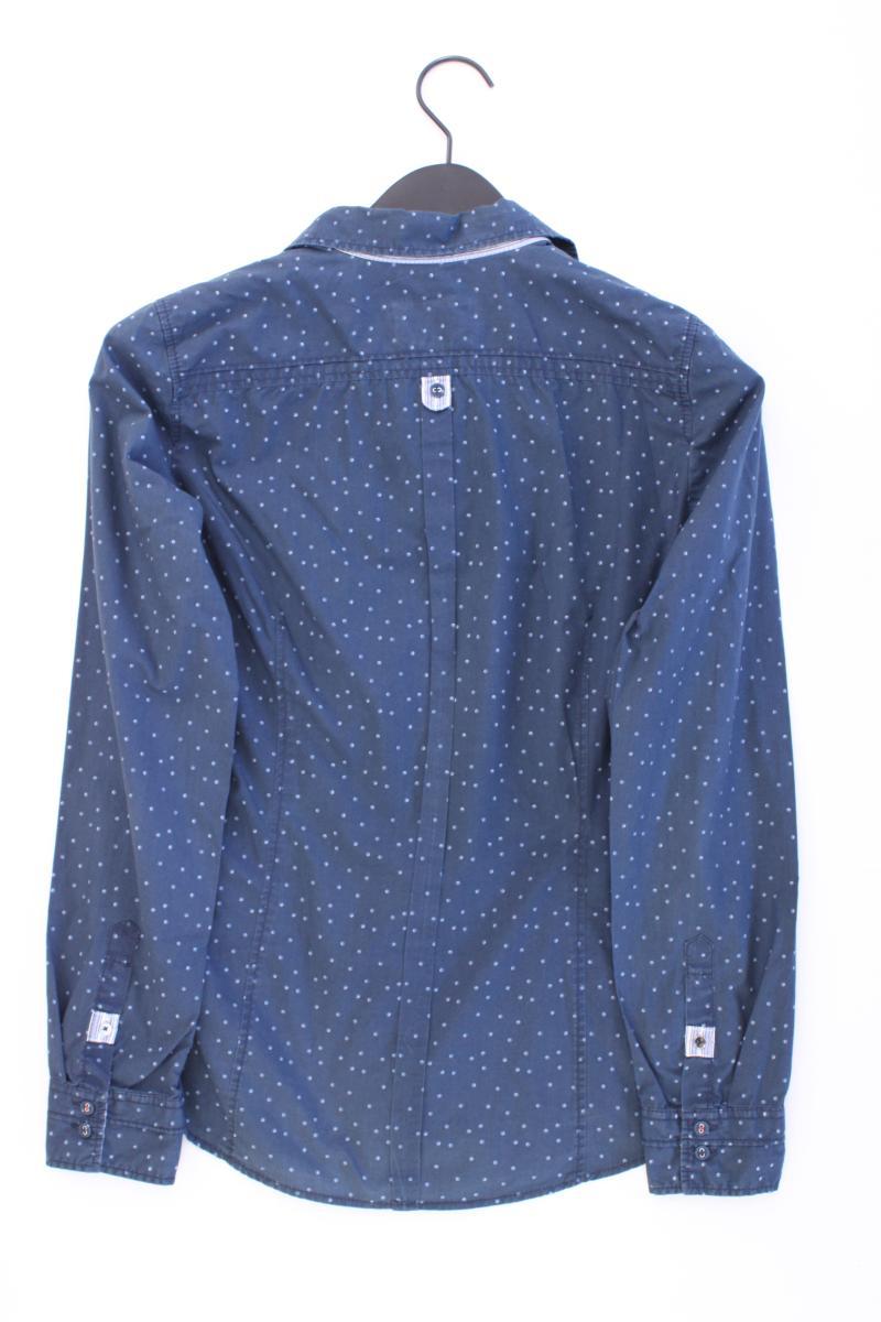 Marc O'Polo Rüschenbluse Gr. 36 gepunktet Langarm blau aus Baumwolle