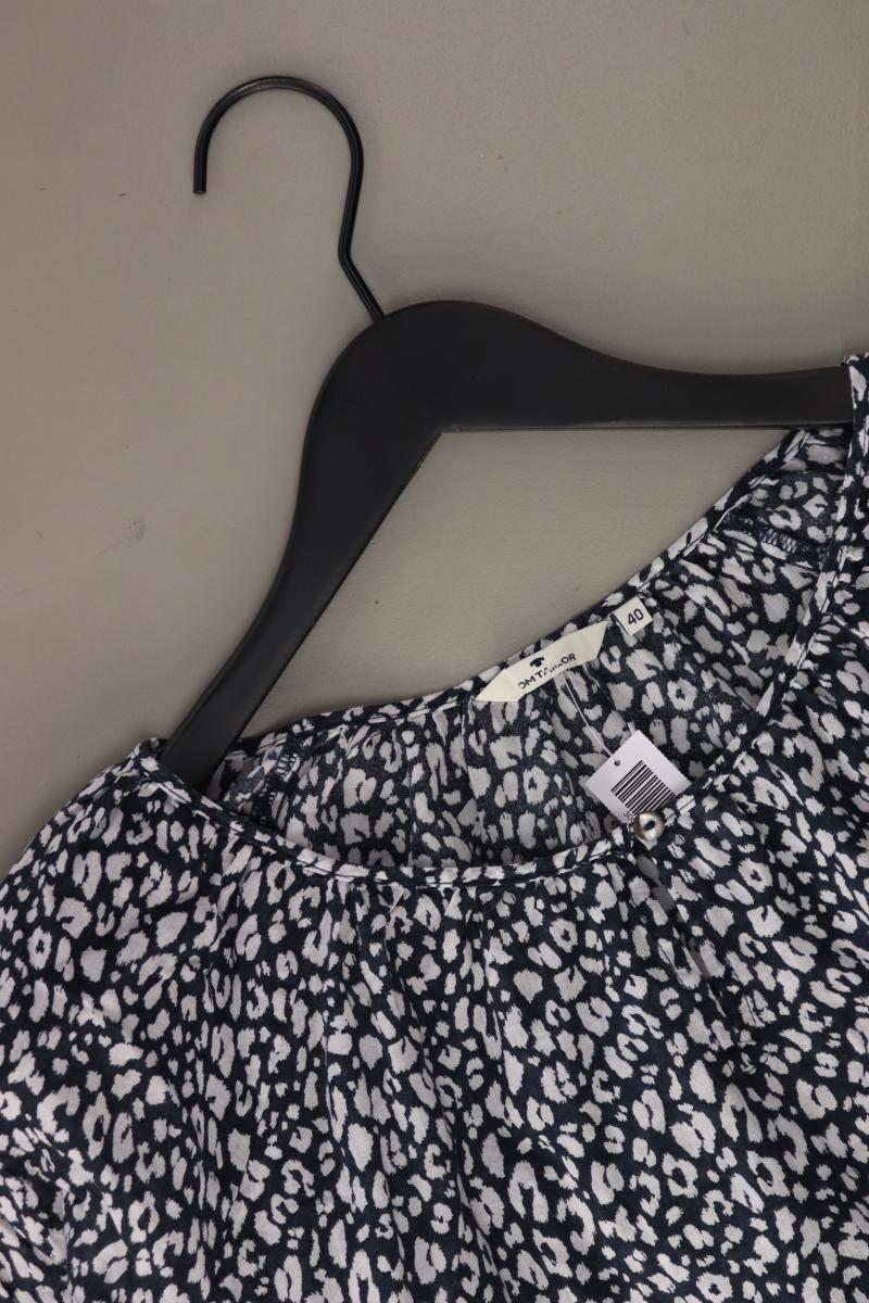 Tom Tailor Regular Bluse Gr. 40 mit Tierdruck 3/4 Ärmel blau aus Baumwolle