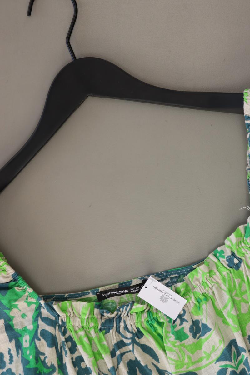 Threadbare Langarmkleid Gr. 40 mit Carmen-Ausschnitt grün aus Leinen