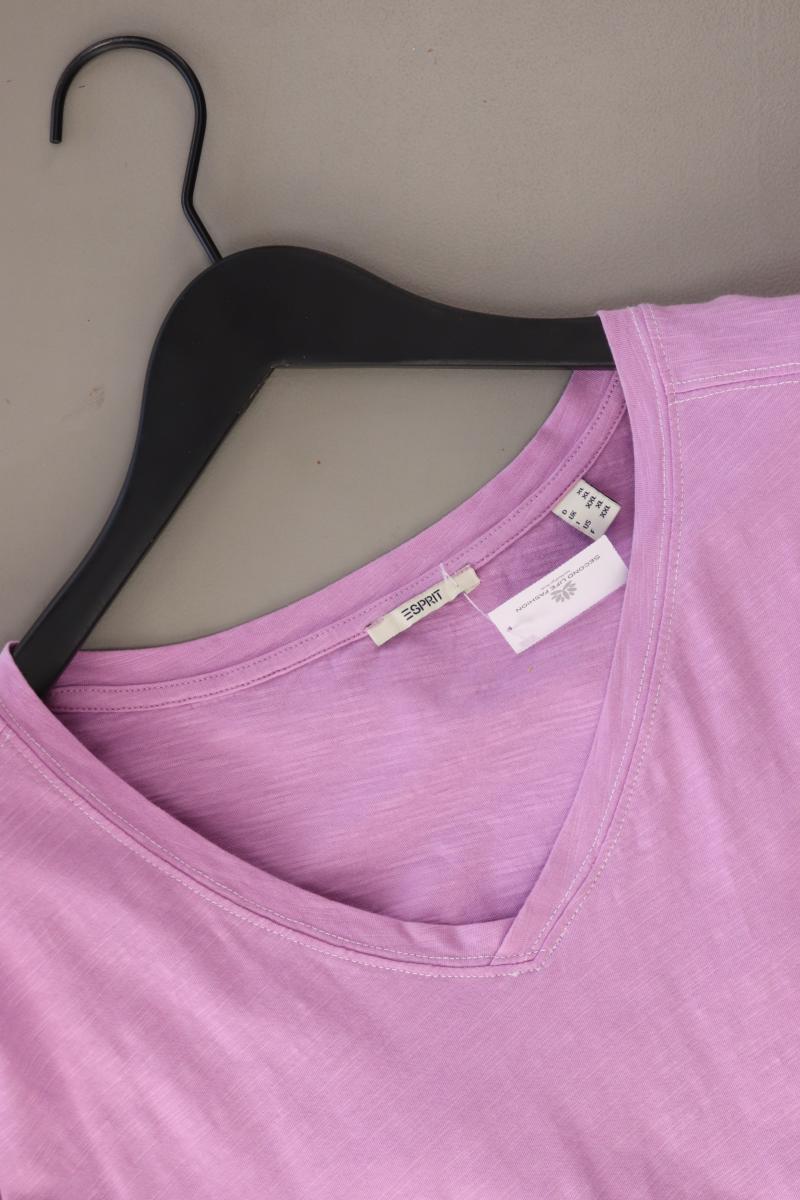Esprit Shirt mit V-Ausschnitt Gr. XL Kurzarm lila aus Baumwolle