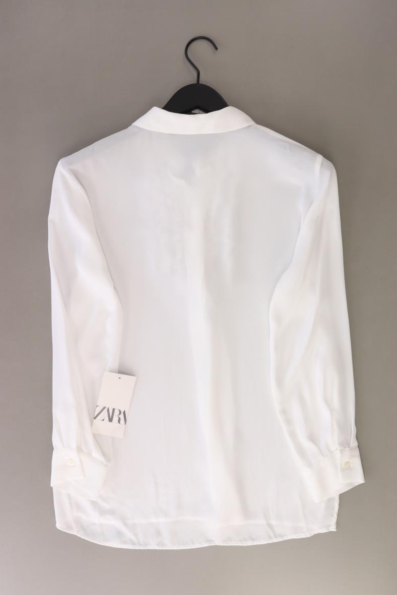 Zara Rüschenbluse Gr. S neu mit Etikett Langarm weiß aus Polyester