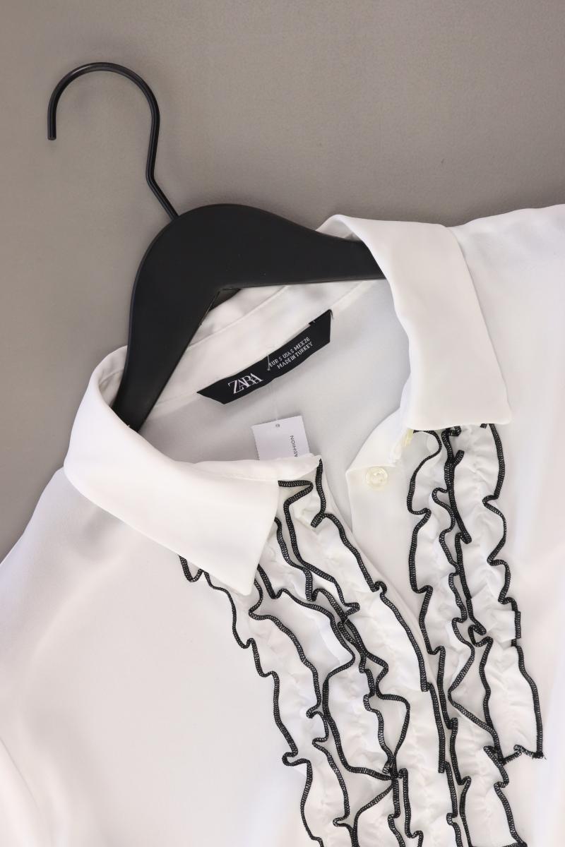 Zara Rüschenbluse Gr. S neu mit Etikett Langarm weiß aus Polyester