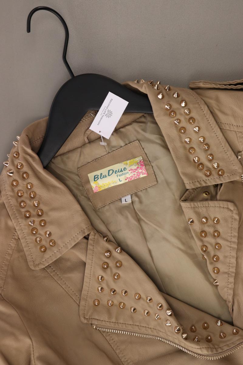 Bludeise Kunstlederjacke Gr. L mit Nieten braun aus Polyurethan