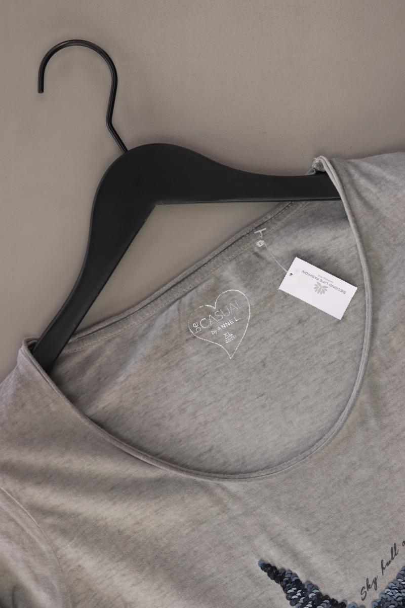 Anne L. Longsleeve-Shirt Gr. 48/50 Langarm mit Pailletten grau aus Baumwolle
