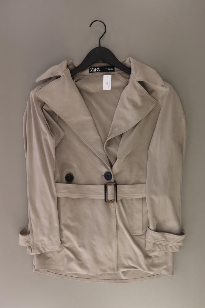Zara Lange Jacke Gr. XS mit Gürtel grau aus Polyester