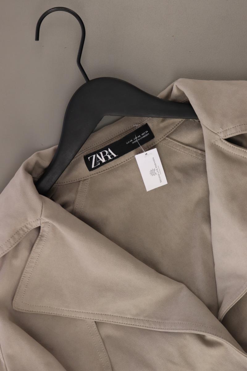 Zara Lange Jacke Gr. XS mit Gürtel grau aus Polyester
