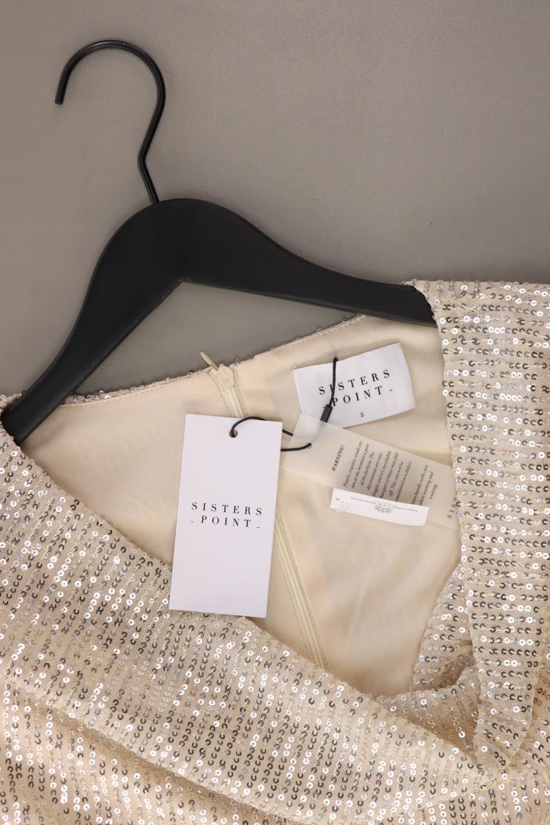 Sisters Point Abendkleid Gr. S neu mit Etikett Langarm mit Pailletten creme