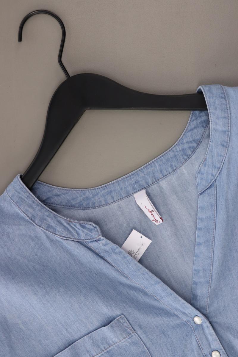 sheego Langarmkleid Gr. 50 blau aus Baumwolle