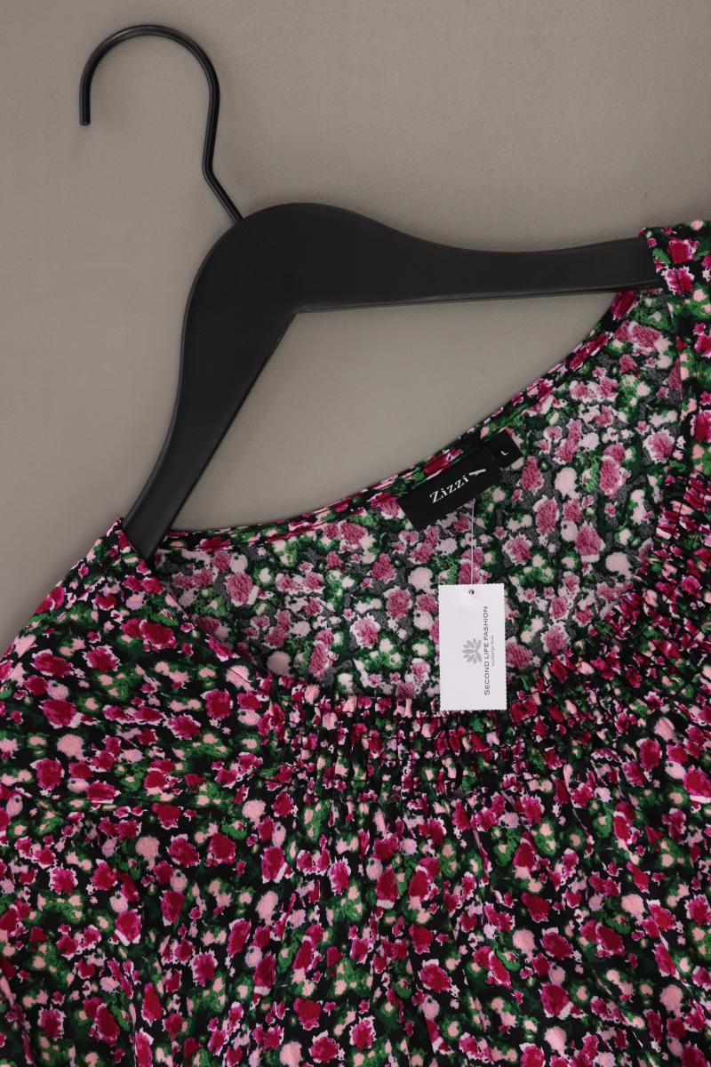 Zizzi Regular Bluse Gr. XXL mit Blumenmuster 3/4 Ärmel lila aus Viskose