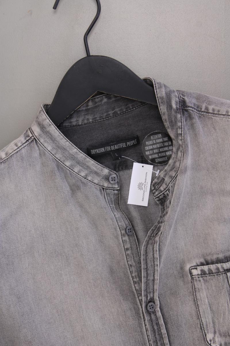 Drykorn Jeanshemd für Herren Gr. L neuwertig Langarm grau aus Baumwolle