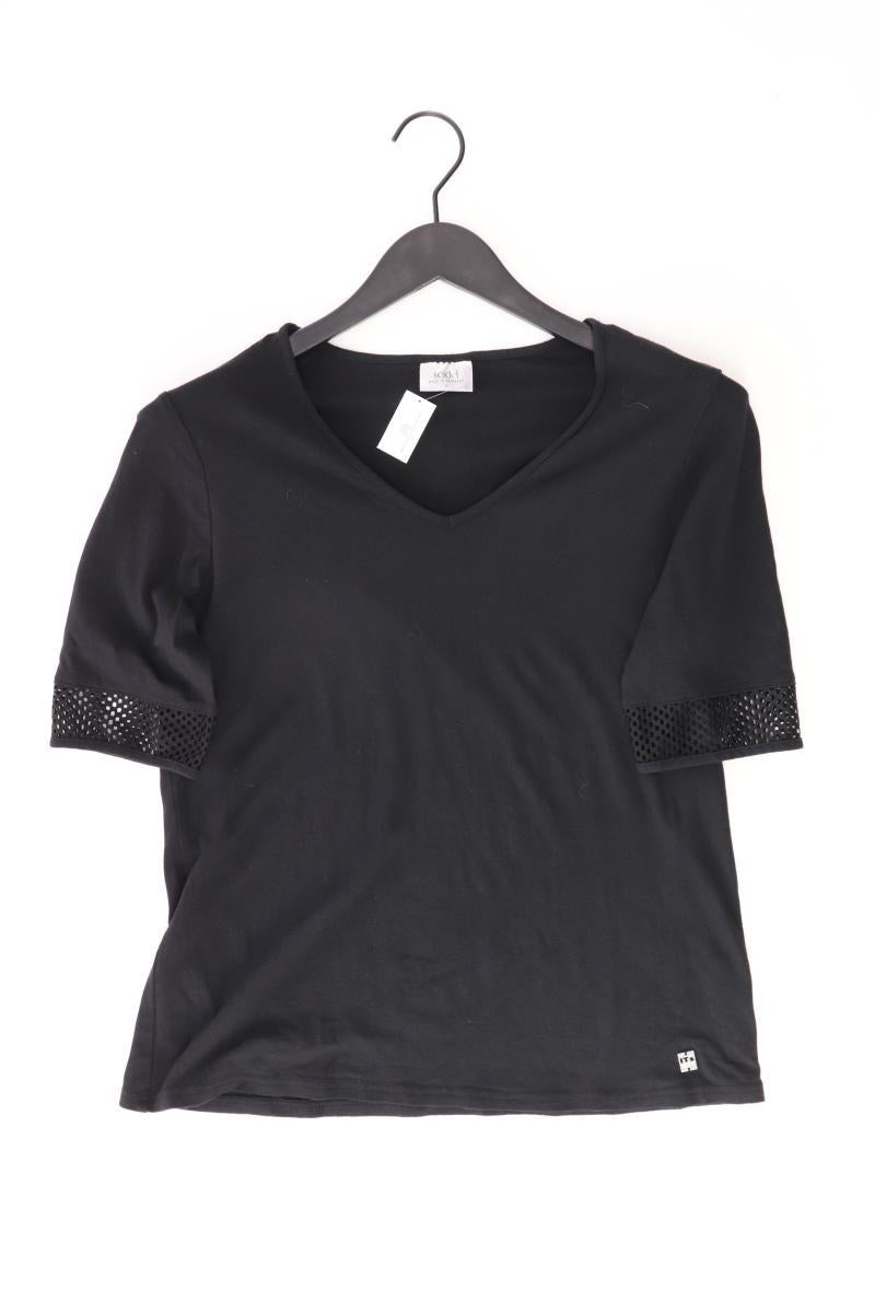 Seidel Shirt mit V-Ausschnitt Gr. 38 Kurzarm schwarz aus Baumwolle