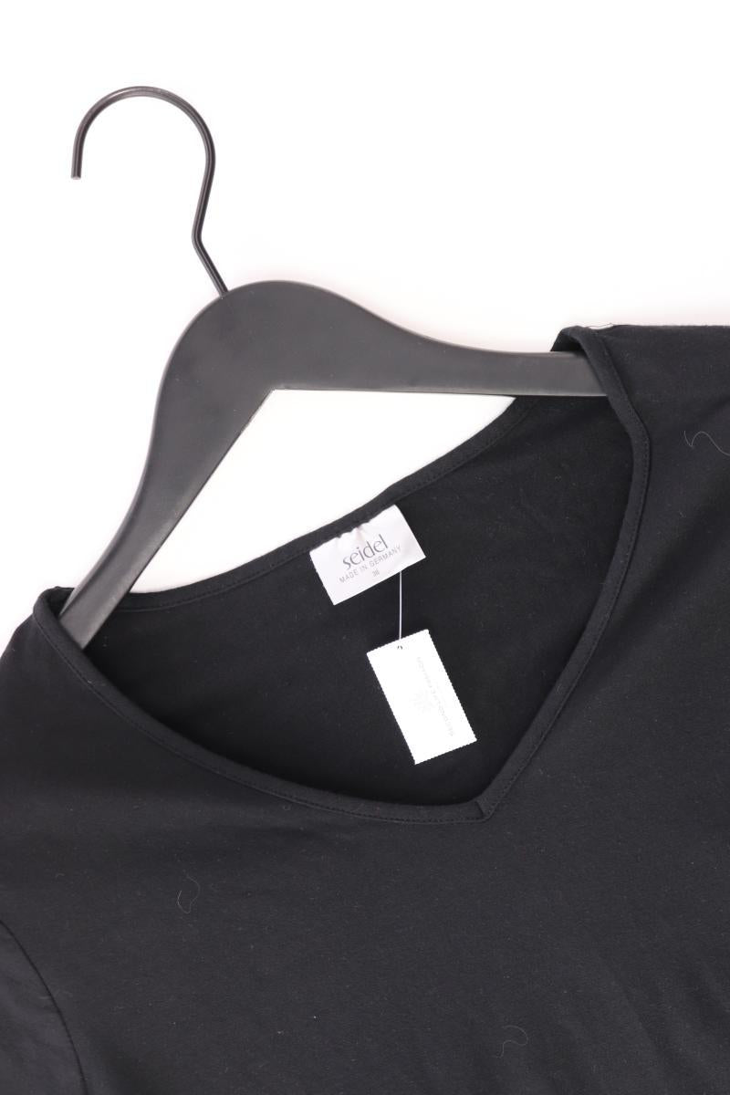 Seidel Shirt mit V-Ausschnitt Gr. 38 Kurzarm schwarz aus Baumwolle