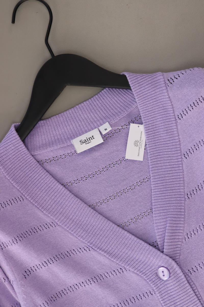 Saint Tropez Strickjacke Gr. M 3/4 Ärmel lila aus Baumwolle