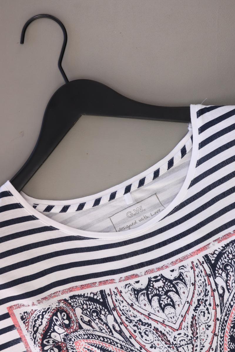 Gerry Weber Printshirt Gr. 38 gestreift Kurzarm weiß aus Baumwolle