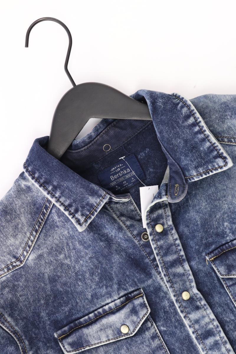 Bershka Jeanshemd für Herren Gr. L Langarm blau aus Baumwolle