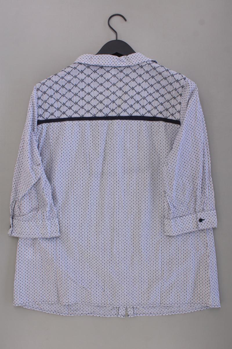 Mona Classic Bluse Gr. 48 gestreift 3/4 Ärmel grau aus Baumwolle