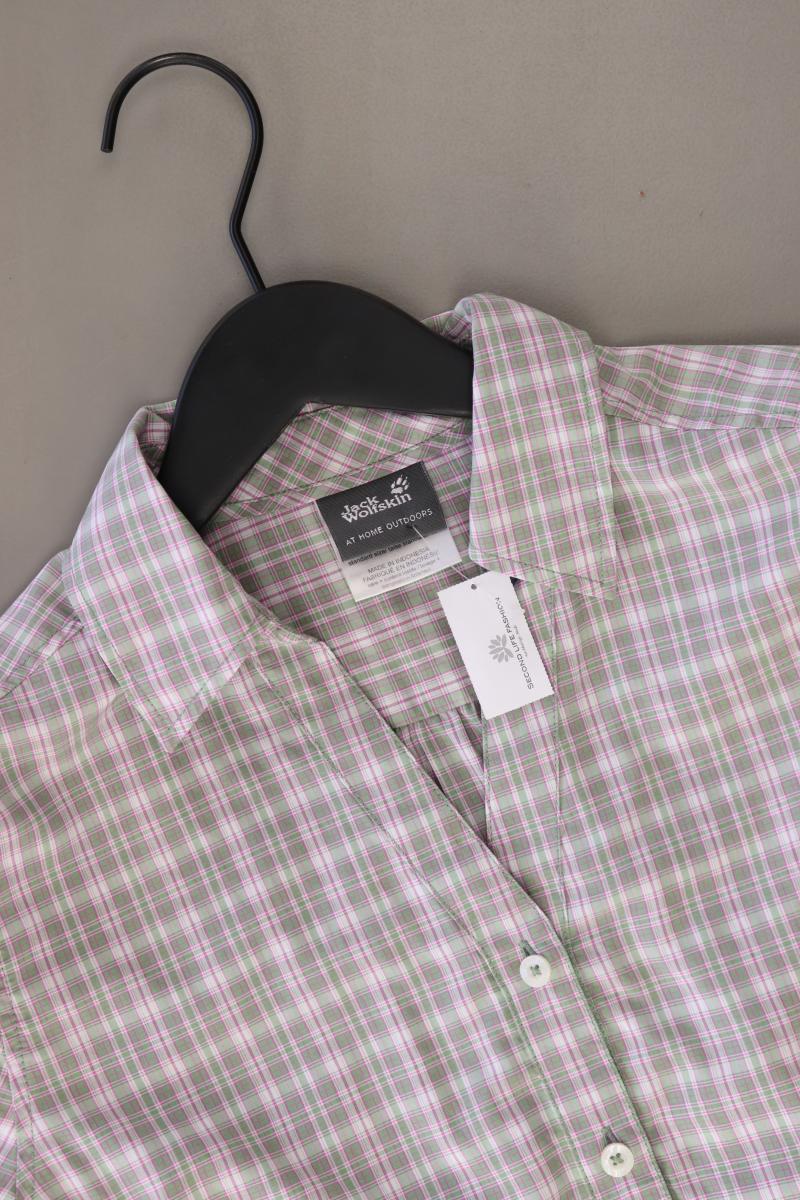 Jack Wolfskin Karobluse Gr. M kariert Kurzarm grün aus Polyester