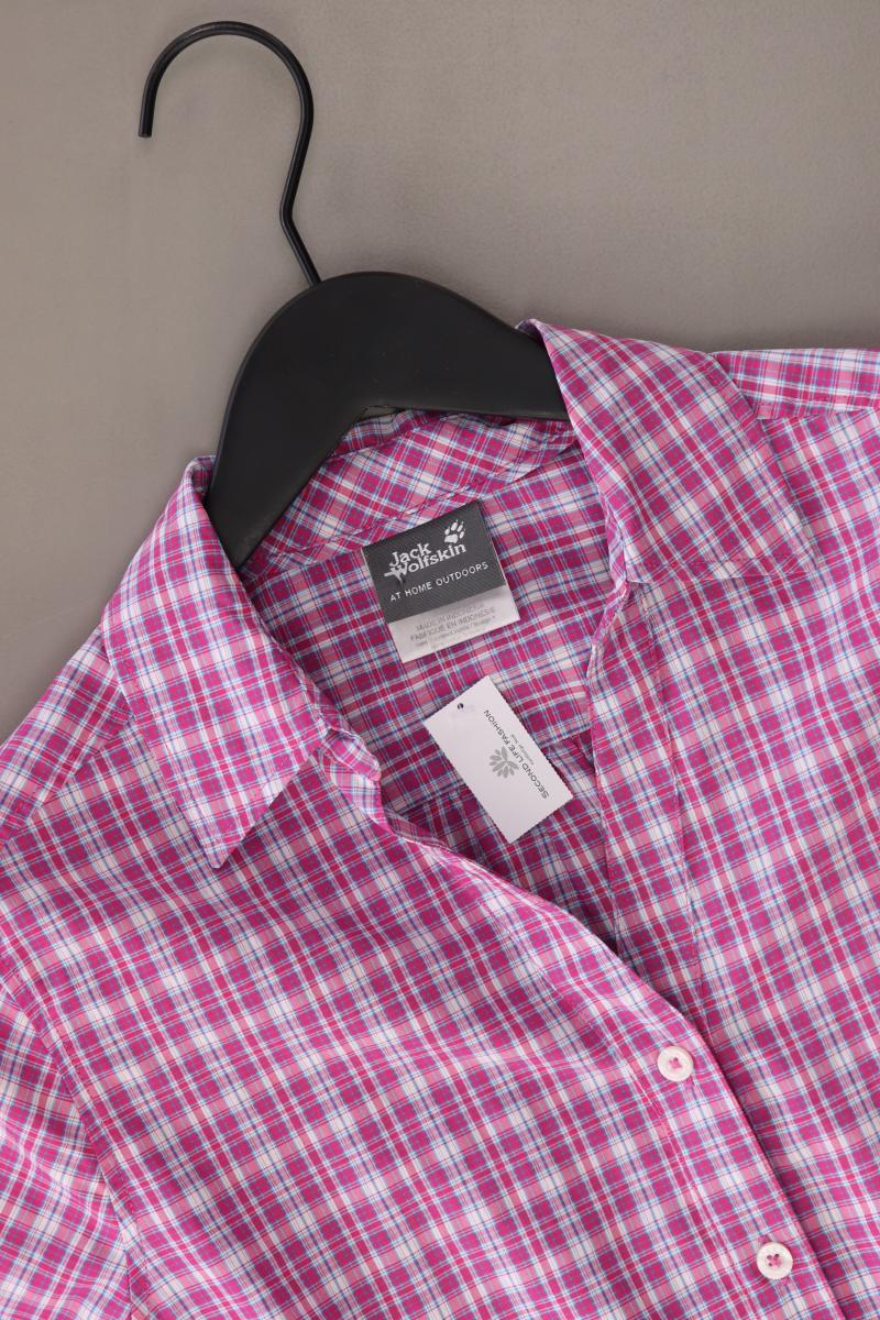 Jack Wolfskin Karobluse Gr. M kariert Kurzarm pink aus Polyester