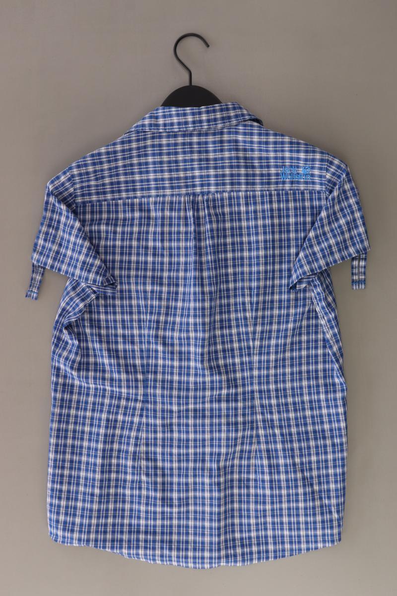 Jack Wolfskin Karobluse Gr. M kariert Kurzarm blau aus Polyester