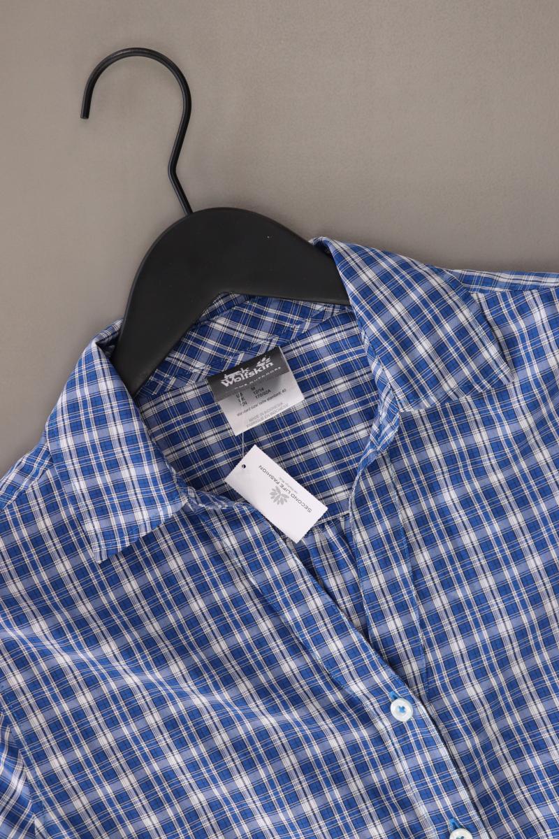 Jack Wolfskin Karobluse Gr. M kariert Kurzarm blau aus Polyester