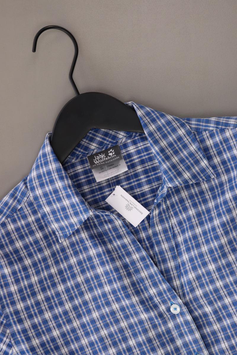 Jack Wolfskin Karobluse Gr. M kariert Kurzarm blau aus Polyester
