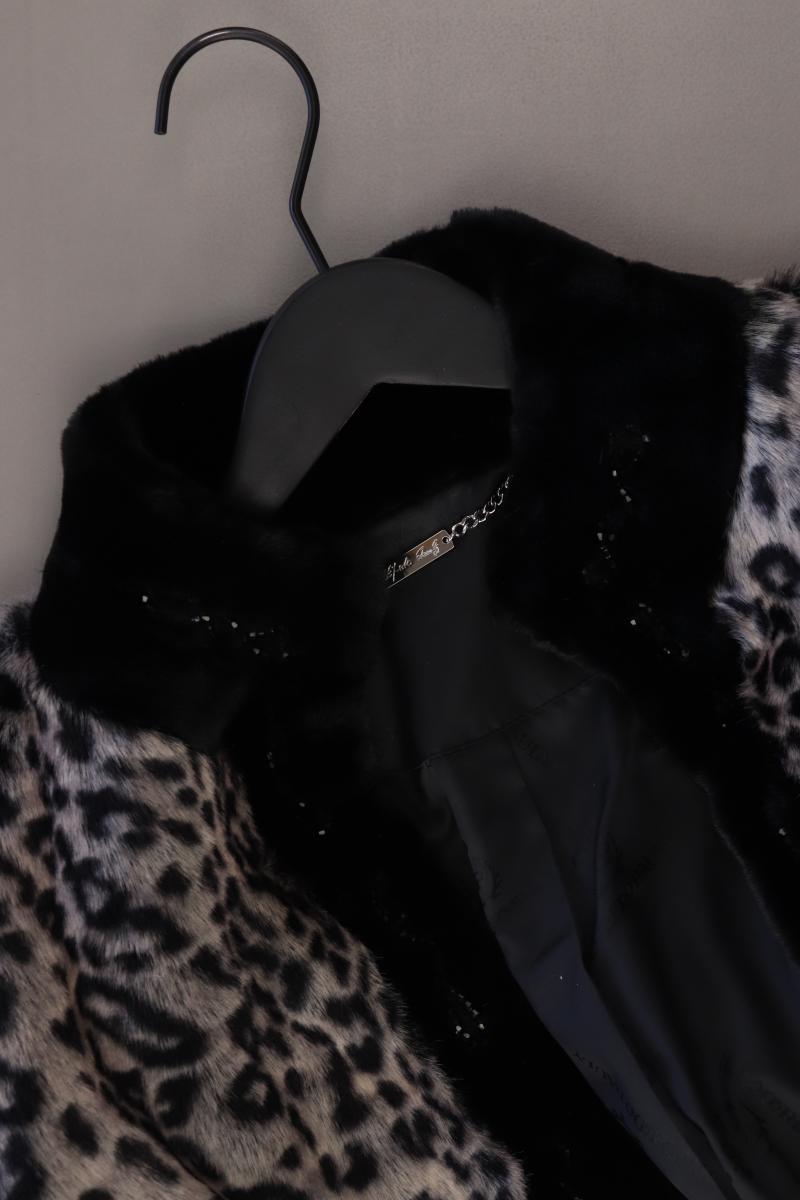 Alfredo Pauly Kunstfellmantel Gr. 46 mit Tierdruck neuwertig grau aus Polyester