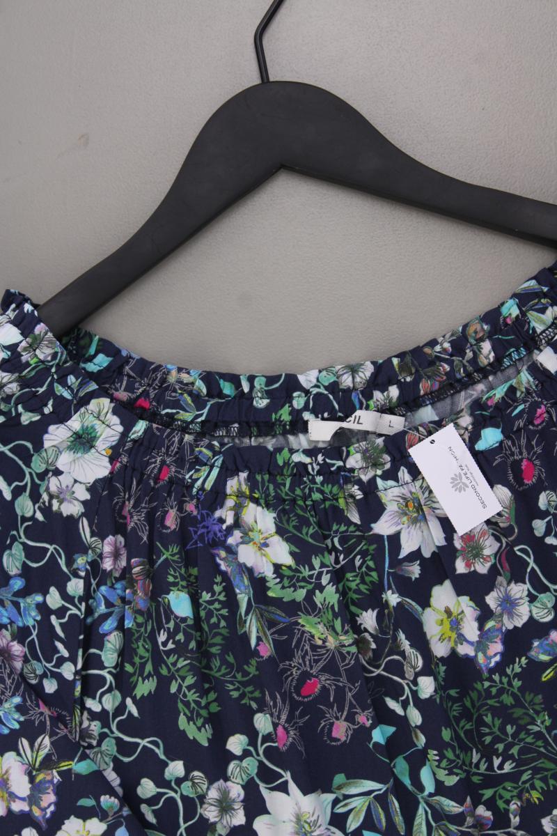Cecil Classic Bluse Gr. L mit Blumenmuster 3/4 Ärmel mit Carmen-Ausschnitt blau