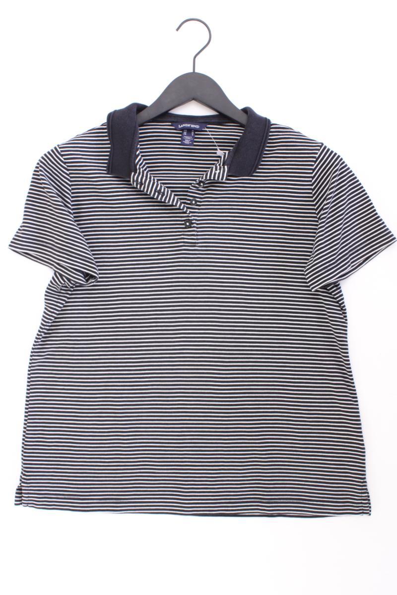 Lands' End Poloshirt Gr. M gestreift Kurzarm blau aus Baumwolle