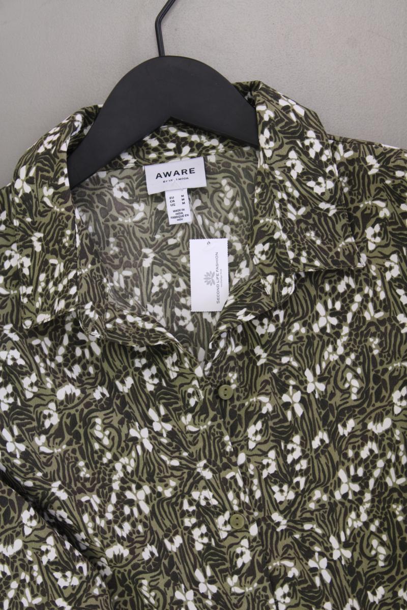 Aware by Vero Moda Maxikleid Gr. M mit Blumenmuster mit Gürtel Langarm olivgrün