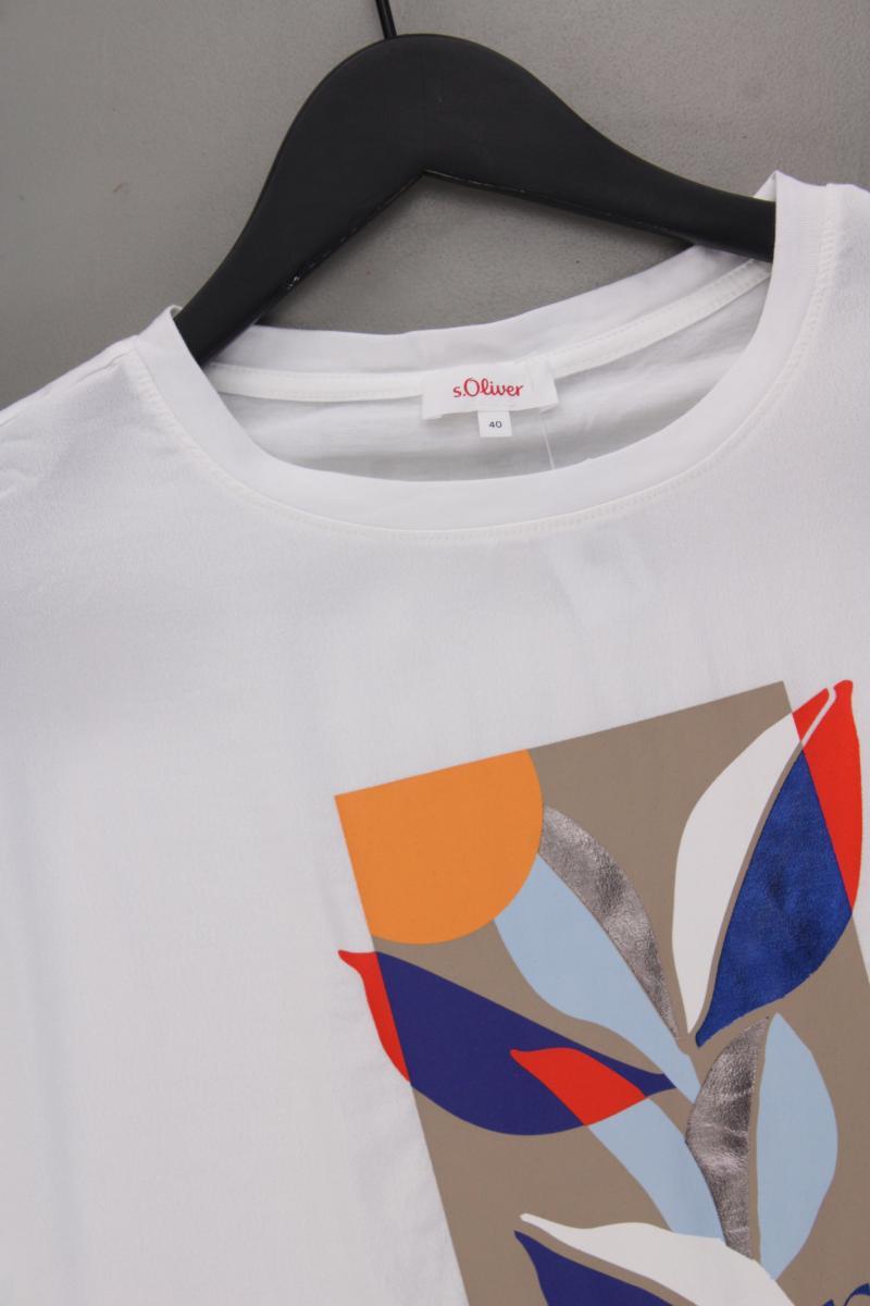 s.Oliver Printshirt Gr. 40 Kurzarm weiß aus Baumwolle