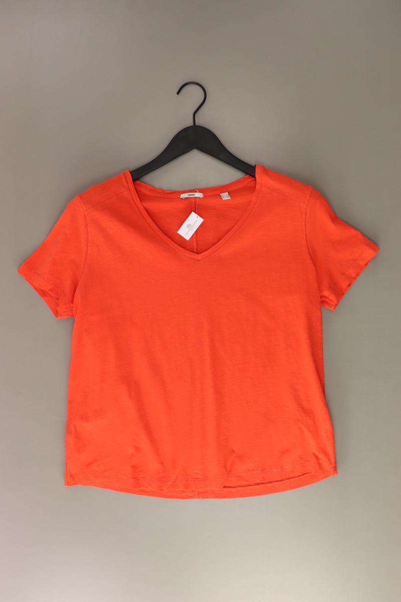 Esprit Shirt mit V-Ausschnitt Gr. L Kurzarm orange aus Baumwolle