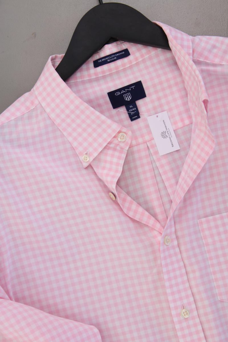 Gant Karohemd für Herren Gr. XL kariert Langarm rosa aus Baumwolle
