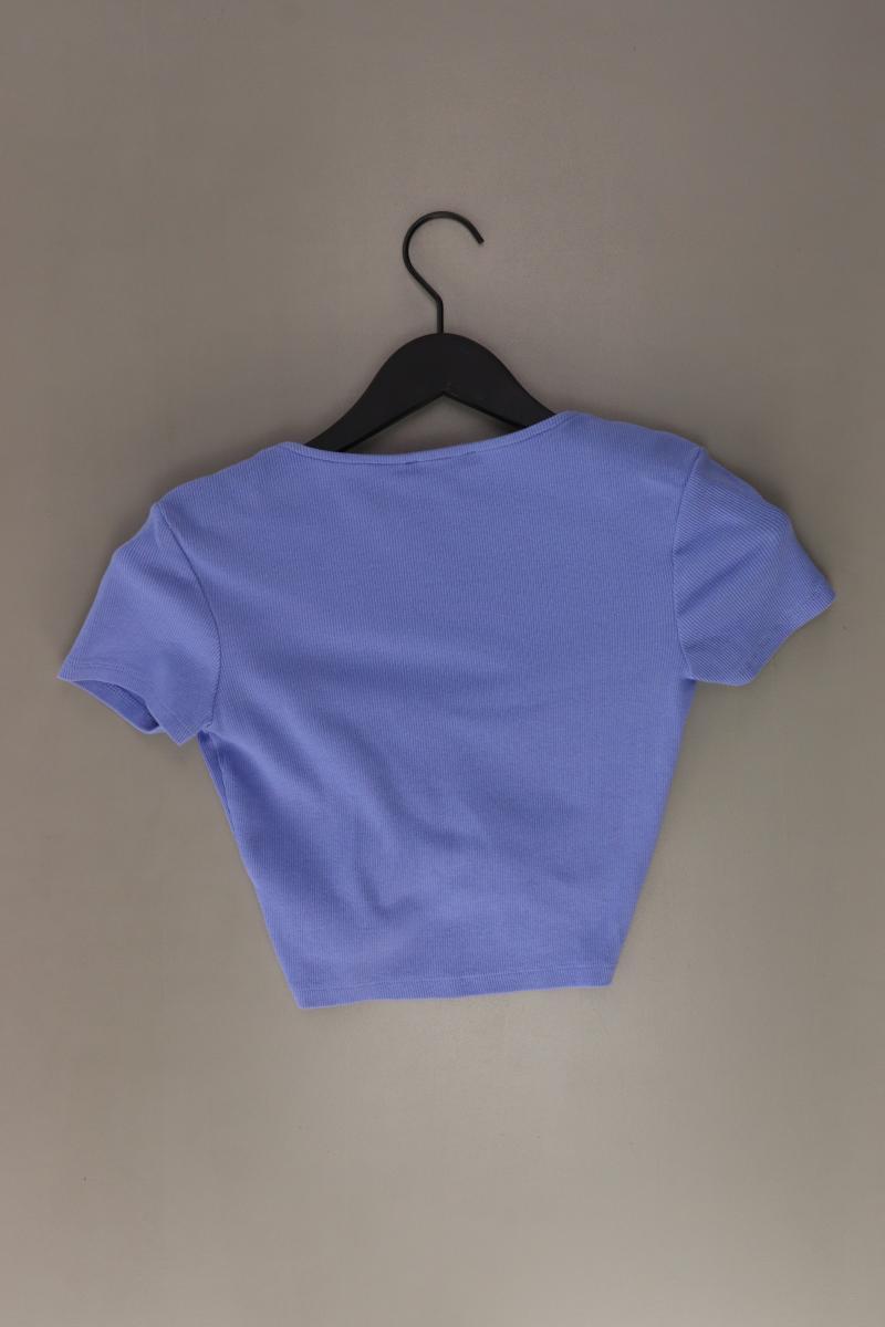 Zara Cropped Shirt Gr. M Kurzarm blau aus Baumwolle