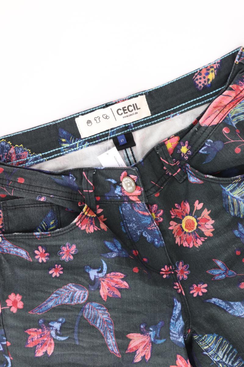 Cecil Five-Pocket-Hose Gr. W27 mit Blumenmuster mehrfarbig aus Baumwolle