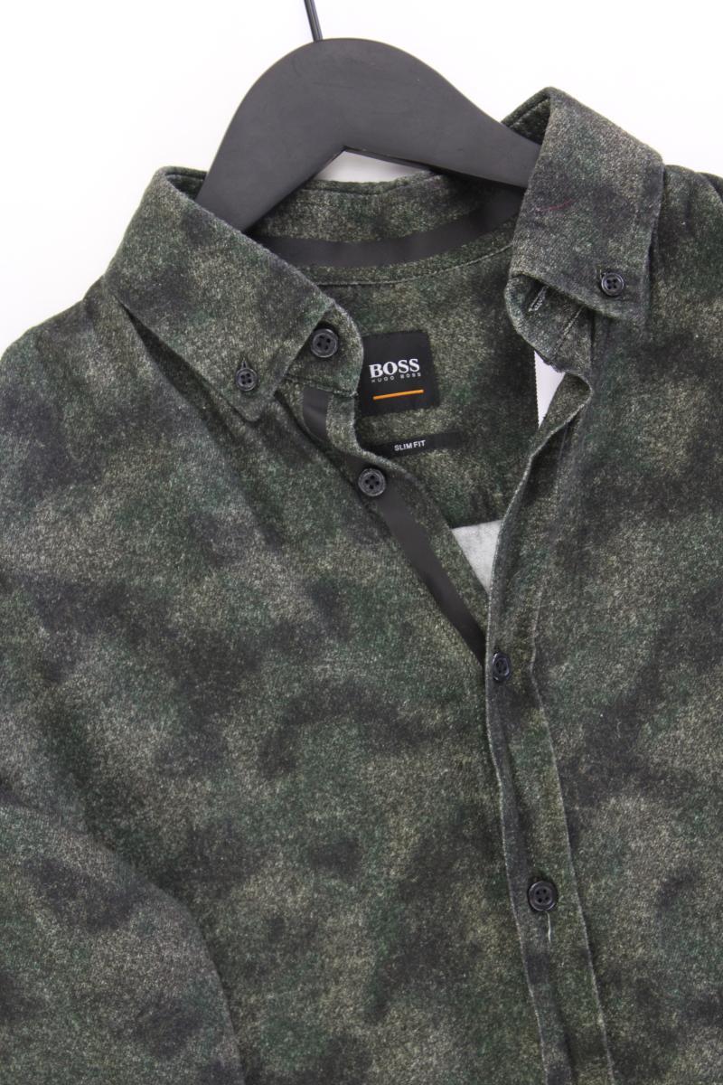 BOSS by Hugo Boss Langarmhemd für Herren Gr. S camouflage olivgrün aus Baumwolle
