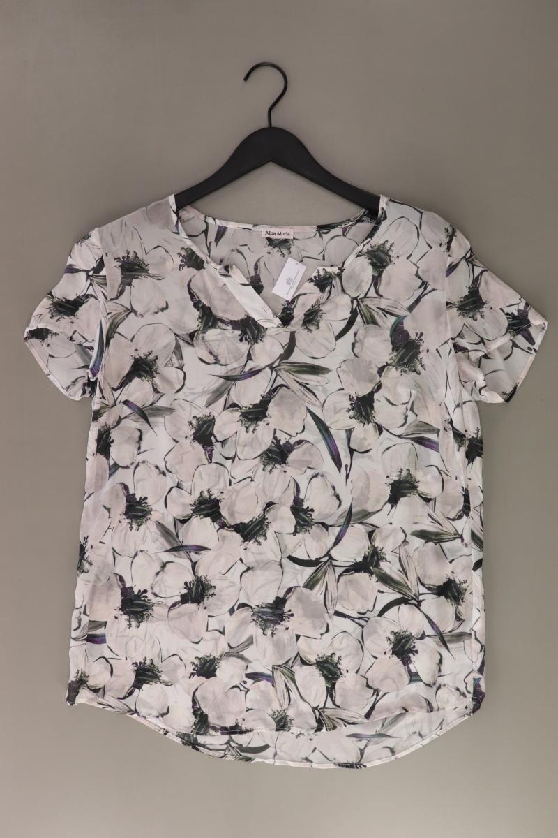 Alba Moda Kurzarmbluse Gr. L mit Blumenmuster grau aus Polyester