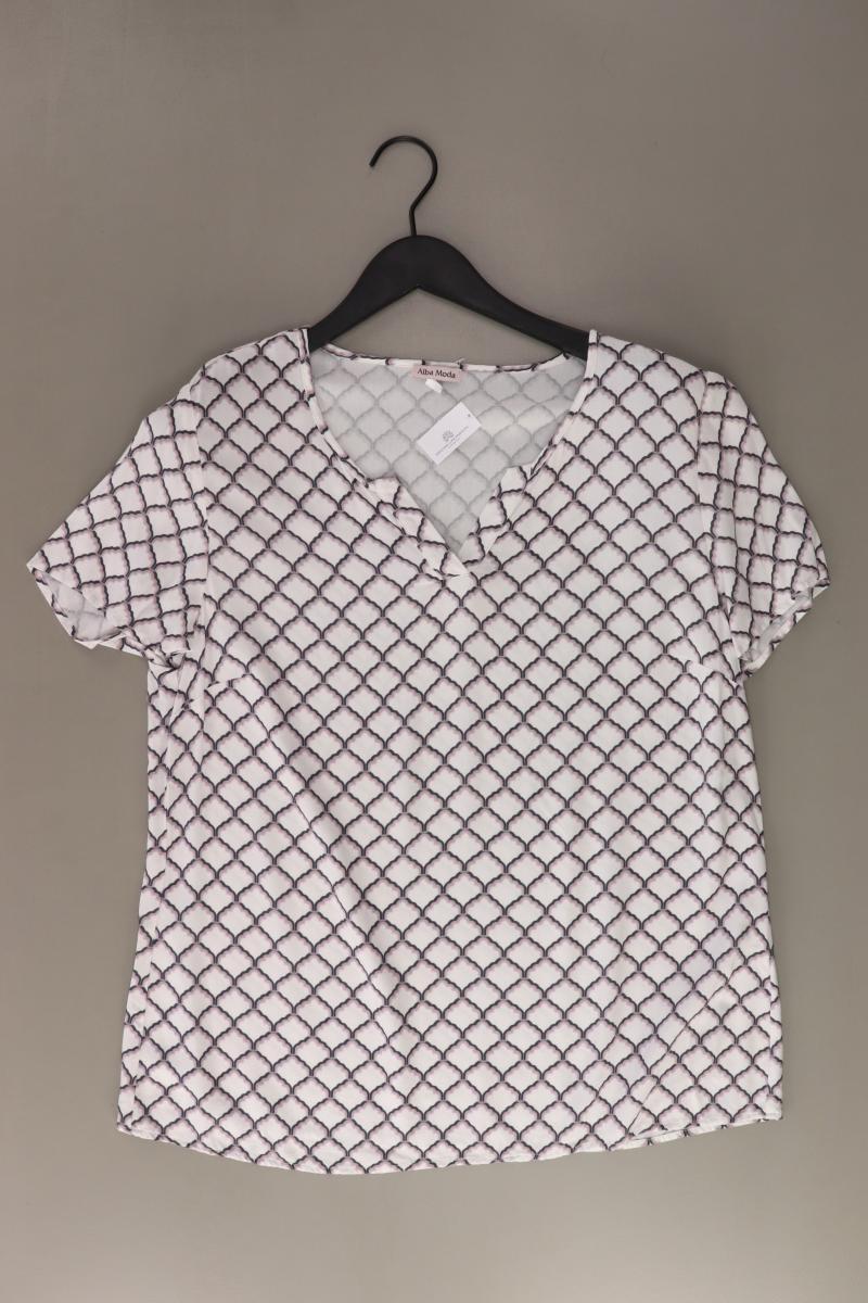 Alba Moda Kurzarmbluse Gr. L geometrisches Muster weiß aus Viskose
