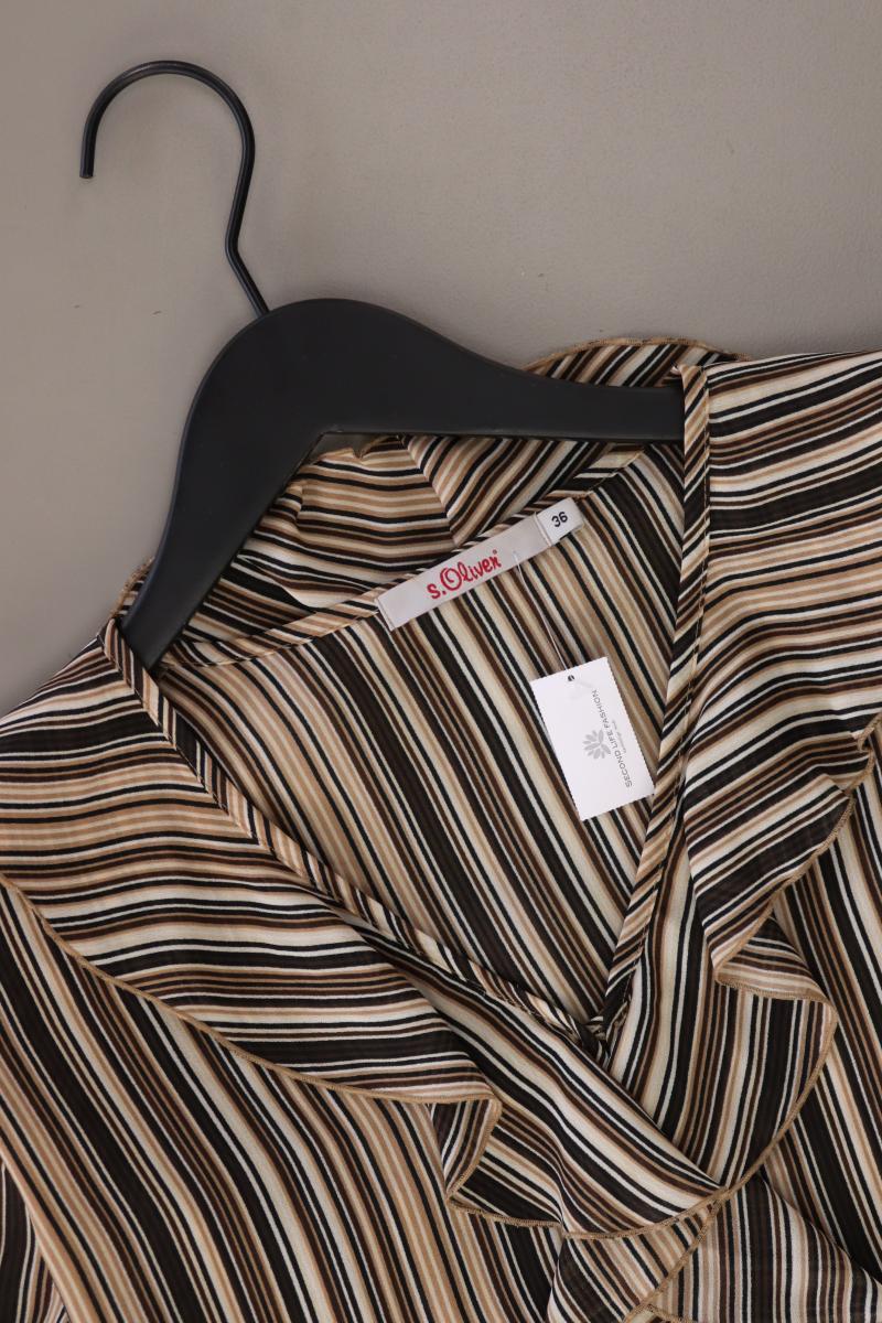 s.Oliver Rüschenbluse Gr. 36 gestreift Langarm Vintage braun aus Polyester