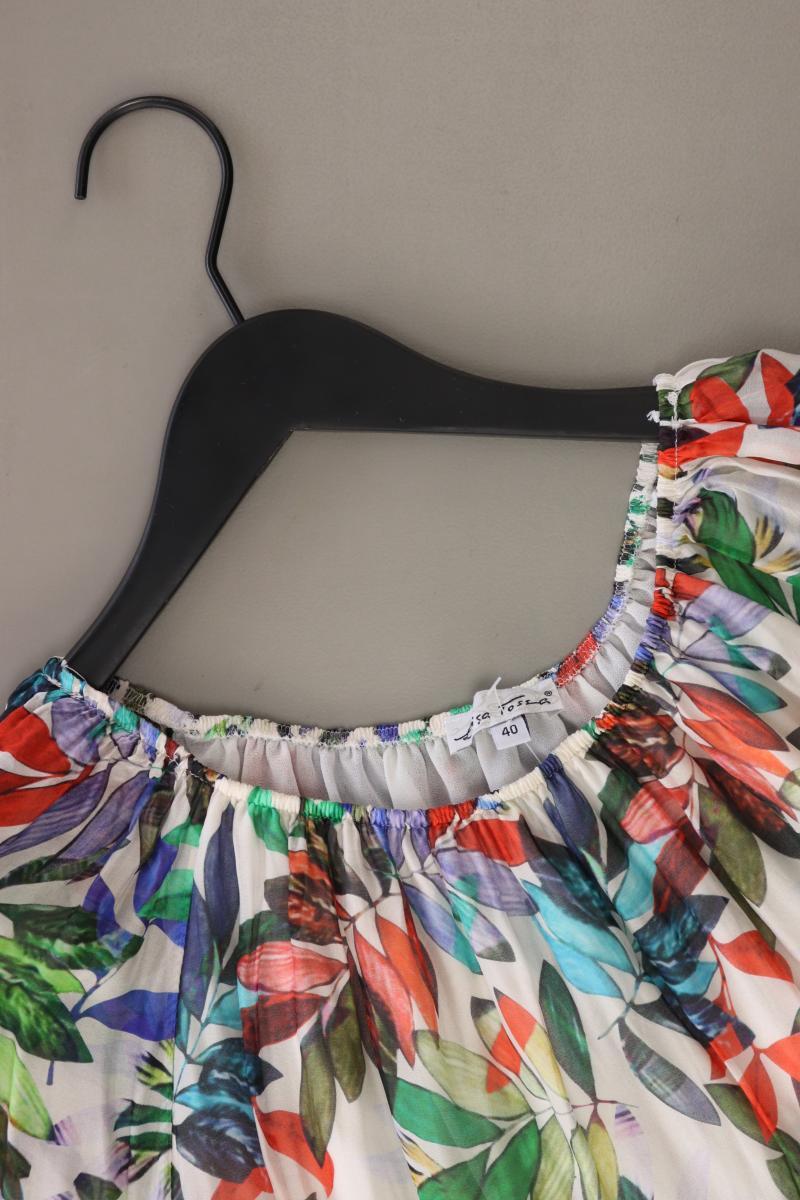Lisa Tossa Kurzarmbluse Gr. 40 mit Carmen-Ausschnitt mehrfarbig aus Polyester