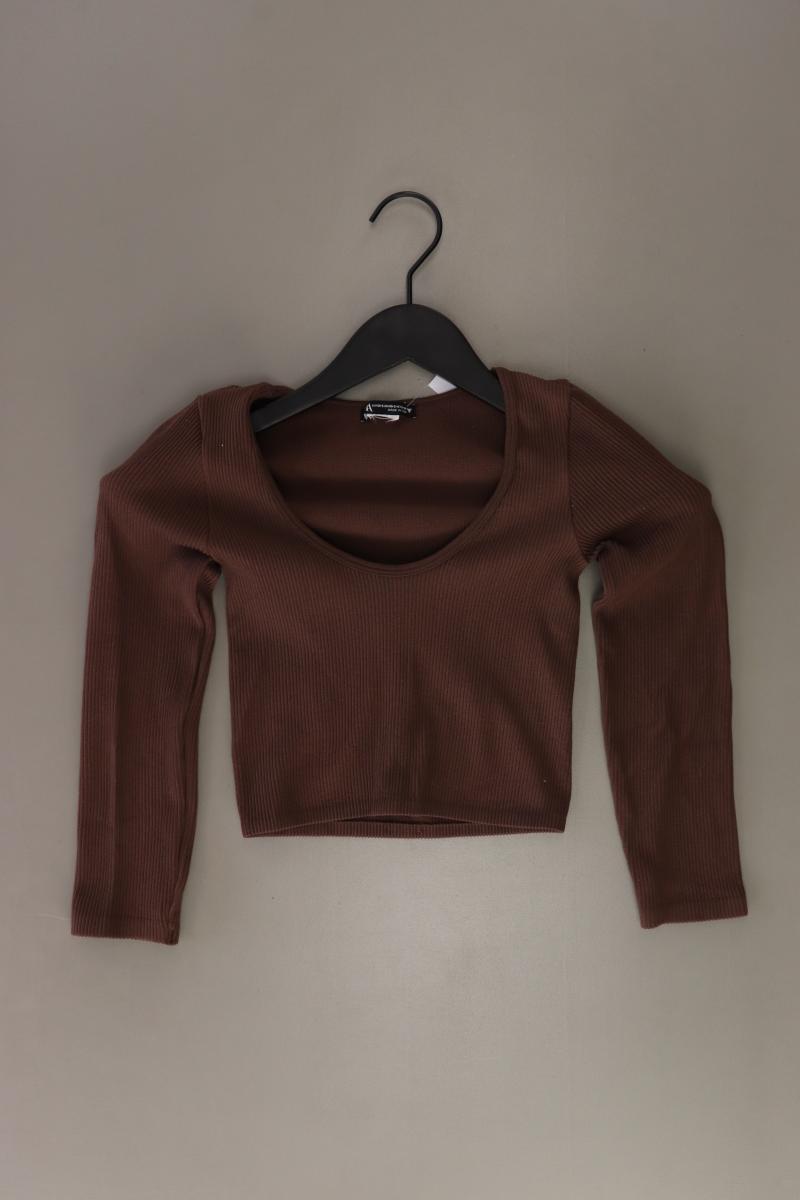 Zara Cropped Shirt Gr. XS/s 3/4 Ärmel braun aus Polyester