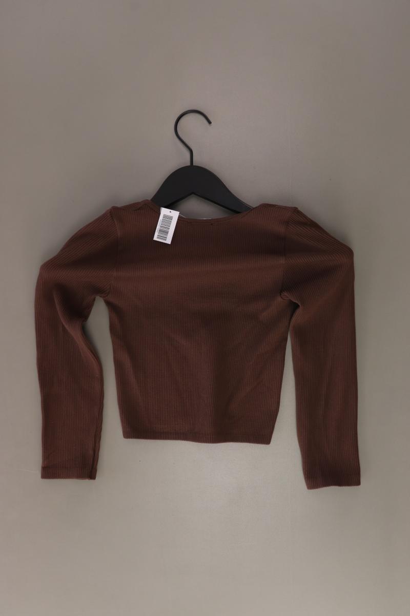 Zara Cropped Shirt Gr. XS/s 3/4 Ärmel braun aus Polyester