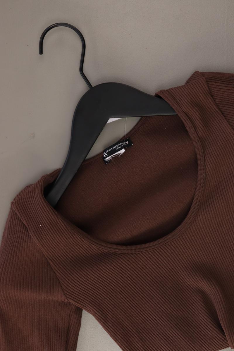 Zara Cropped Shirt Gr. XS/s 3/4 Ärmel braun aus Polyester