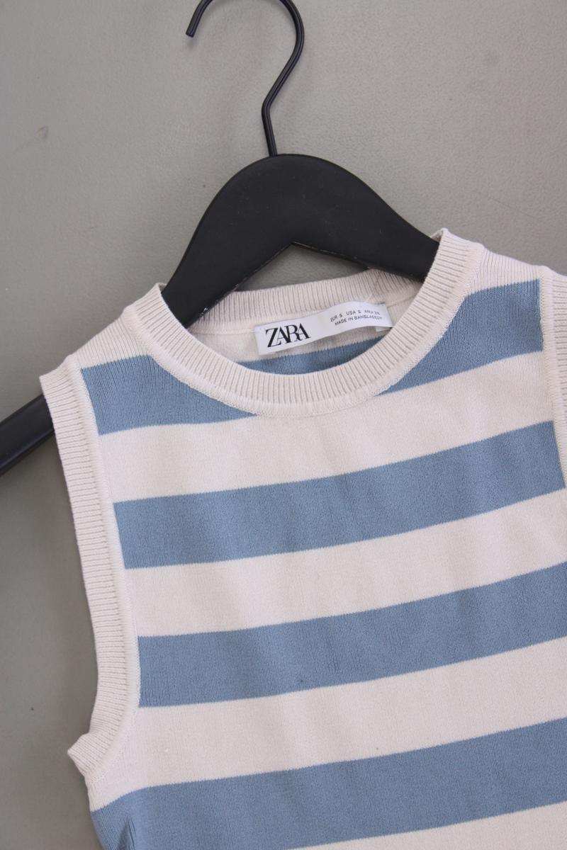 Zara Crop Top Gr. S gestreift blau aus Viskose