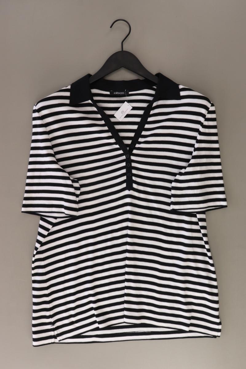 olsen Poloshirt Gr. 46 gestreift Kurzarm schwarz aus Baumwolle