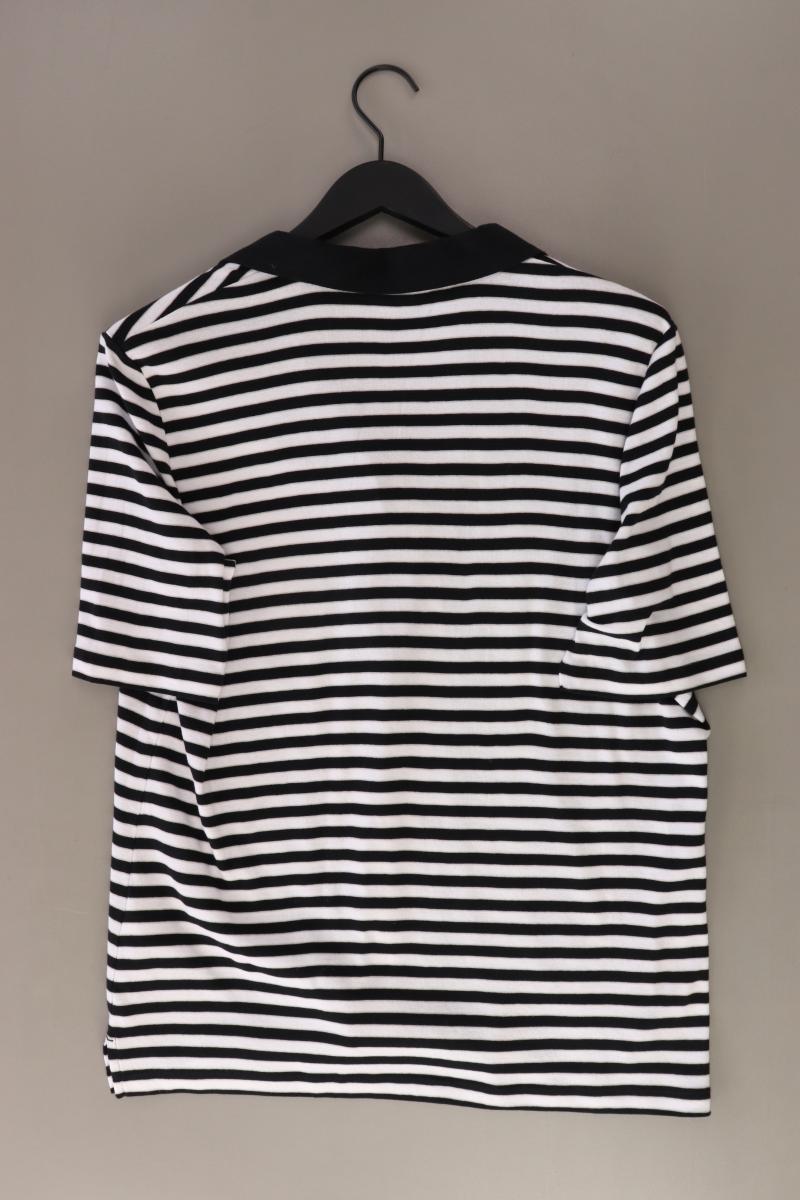 olsen Poloshirt Gr. 46 gestreift Kurzarm schwarz aus Baumwolle